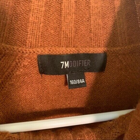 7Modifier Mock Neck Sweater Tan Rust Ribbed Front - Picture 6 of 9